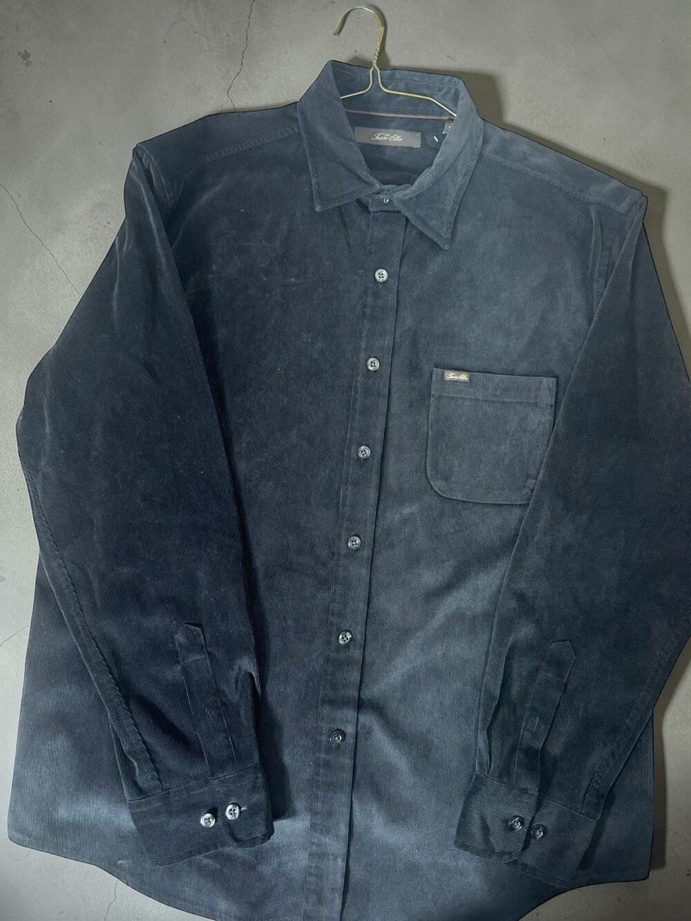 Tasso Elba Shirt Mens Large Corduroy Button Down Black Long Sleeve